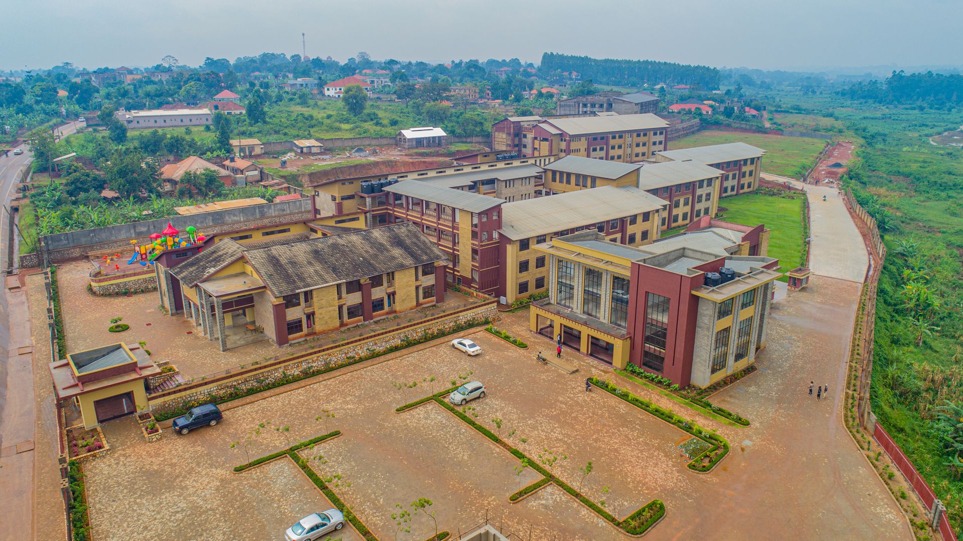 Aerial view of The Backbay School campus